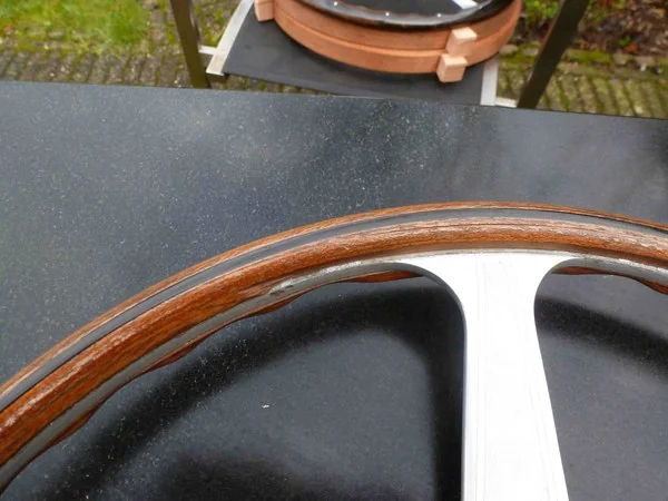 Ferrari 250 GT PF Nardi steering wheel showing missing wood sections and cracks