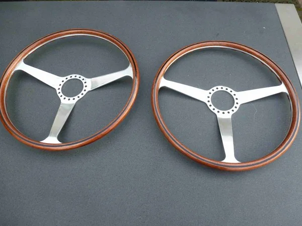 Ferrari 250 GT PF Nardi steering wheel restored with new mahogany rim and 10 clear coat layers