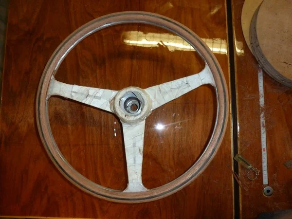 Lancia Flaminia Nardi steering wheel fitted with new wood and black inlay line