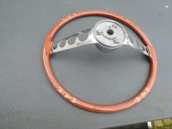 Volvo P1800 steering wheel backside after restoration